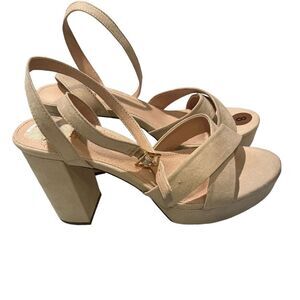 NWOB Rohb by Joyce Azria Tan Suede Platform Heels Women's Sz 8